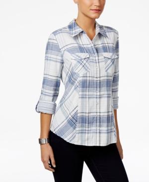 Style & Co Petite Cotton Plaid Shirt, Only At Macy's