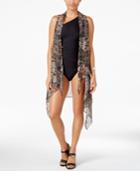 Carmen Marc Valvo Metallic Cover-up Kimono Vest Women's Swimsuit