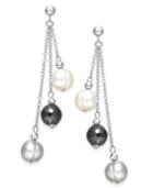 Honora Style Cultured Freshwater Pearl (8mm) And Faceted Bead Drop Earrings In Sterling Silver