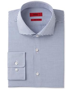 Hugo Men's Slim-fit Navy Mini Check Dress Shirt