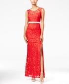 City Studios Juniors' Embellished Lace A-line Gown A Macy's Exclusive