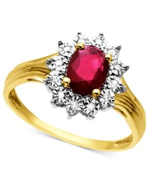 10k Gold Ring, Ruby (3/4 Ct. T.w.) And Diamond Accent