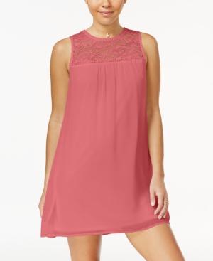 As U Wish Juniors' Illusion-lace Shift Dress