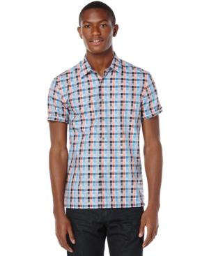 Perry Ellis Big And Tall Box Check Short-sleeve Shirt