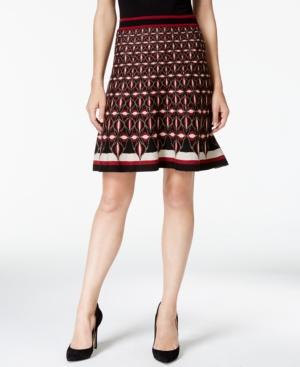 Studio M Geo-print Flared Sweater Skirt