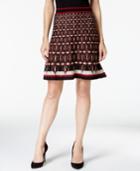 Studio M Geo-print Flared Sweater Skirt