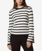 Avec Les Filles Striped Bell-sleeve Sweater