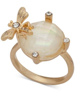 Lonna & Lilly Gold-tone Pave & Stone Bee Ring, Created For Macy's