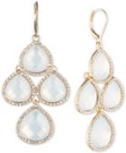 Anne Klein Gold-tone Teardrop Stone Chandelier Earrings