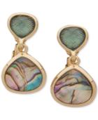 Anne Klein Gold-tone Abalone-look Clip-on Drop Earrings