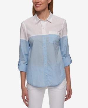 Tommy Hilfiger Cotton Colorblocked Shirt, Only At Macy's