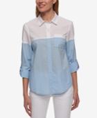 Tommy Hilfiger Cotton Colorblocked Shirt, Only At Macy's