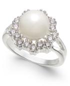 Charter Club Silver-tone Crystal & Imitation Pearl Halo Ring, Created For Macy's