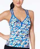 Go By Gossip Crossed Signals Printed Racerback Tankini Top Women's Swimsuit
