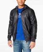 Armani Jeans Men's Blouson Hooded Faux-leather Jacket
