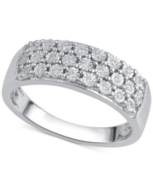 Diamond Three-row Band (1/8 Ct. T.w.) In Sterling Silver