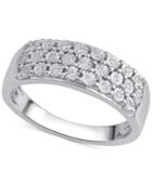 Diamond Three-row Band (1/8 Ct. T.w.) In Sterling Silver