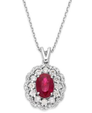 Ruby (1-1/2 Ct. T.w.) And Diamond (3/4 Ct. T.w.) Pendant Necklace In 14k White Gold