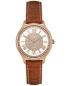 Guess Women's Brown Leather Strap Watch 37mm U0840l2