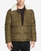 Guess Men's Quilted Jacket With Fleece Collar