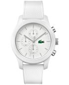 Lacoste Men's Chronograph 12.12 White Silicone Strap Watch 44mm 2010823