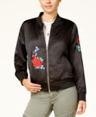 Say What? Juniors' Embroidered Satin Bomber Jacket
