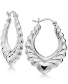 Giani Bernini Heart Stamped Hoop Earrings In Sterling Silver, Only At Macy's