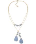 Carolee Gold-tone Blue Lace Agate Multi-row Double Pendant Necklace