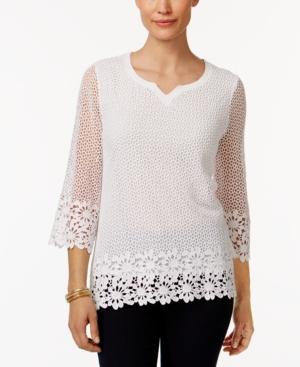 Alfred Dunner Petite Cotton Crochet Tunic