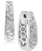 Balissima By Effy Diamond (1/8 Ct. T.w.) Oval Hoop Earrings In Sterling Silver