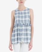 Max Studio London Ruffled Plaid Top