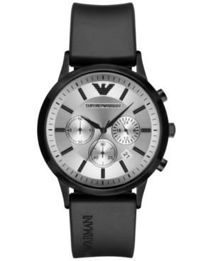 Emporio Armani Men's Chronograph Renato Black Silicone Strap Watch 43mm