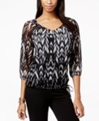Inc International Concepts Printed Tie-waist Blouse, Only At Macy's