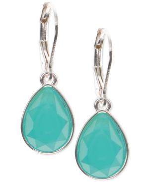 Nine West Silver-tone Aqua Capstone Teardrop Earrings