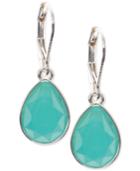 Nine West Silver-tone Aqua Capstone Teardrop Earrings