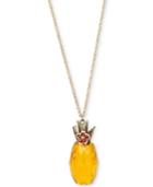 Betsey Johnson Gold-tone Multi-stone Yellow Crystal Pineapple Pendant Necklace