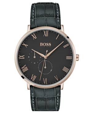 Boss Hugo Boss Men's William Ultra Slim Gray Leather Strap Watch 40mm