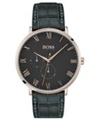 Boss Hugo Boss Men's William Ultra Slim Gray Leather Strap Watch 40mm