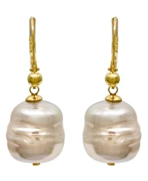 Majorica 18k Gold Over Sterling Silver Earrings, Organic Man-made Baroque Pearl Drop