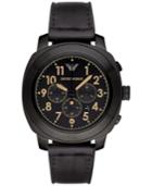 Emporio Armani Men's Chronograph Black Leather Strap Watch 46mm Ar6061