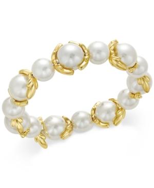 Charter Club Gold-tone Imitation Pearl Stretch Bracelet, Only At Macy's