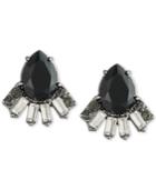 Carolee Hematite-tone Clear & Jet Crystal Stud Earrings