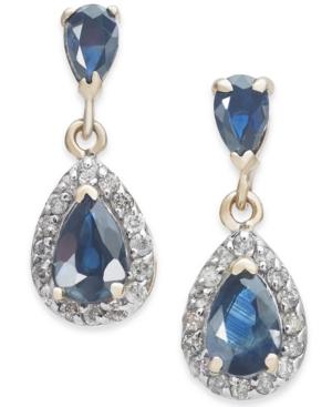 Sapphire (1-5/8 Ct. T.w.) & Diamond (1/4 Ct. T.w.) Drop Earrings In 14k Gold