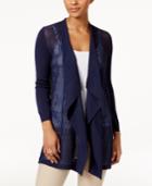 Jm Collection Petite Shadow-striped Draped Cardigan, Created For Macy's