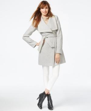 Jessica Simpson Faux-leather-trim Belted Wrap Coat
