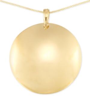 Polished Medallion Long Length Pendant Necklace In 14k Vermeil