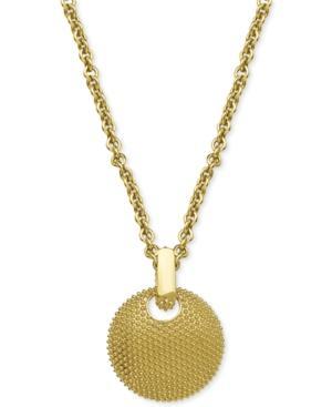 Bronzarte Textured Disc Pendant Necklace In 18k Gold Over Bronze