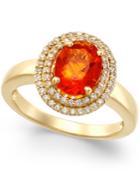 Fire Opal (1-1/10 Ct. T.w.) And Diamond (1/3 Ct. T.w.) Ring In 18k Gold