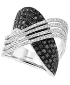 Caviar By Effy Black And White Diamond (2 Ct. T.w.) Crossover Ring In 14k White Gold