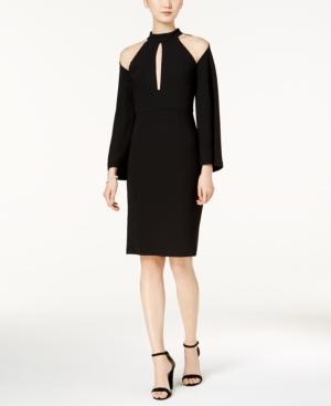 Bardot Mock-neck Cold-shoulder Sheath Dress